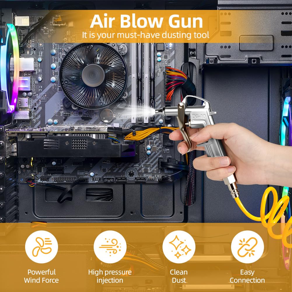 ANOMM Air Blow Gun, Nozzle Duster Blow Gun Cleaner, Air Compressor Accessory Tools Atmosphere Blowing Nozzle Gun - Image 3
