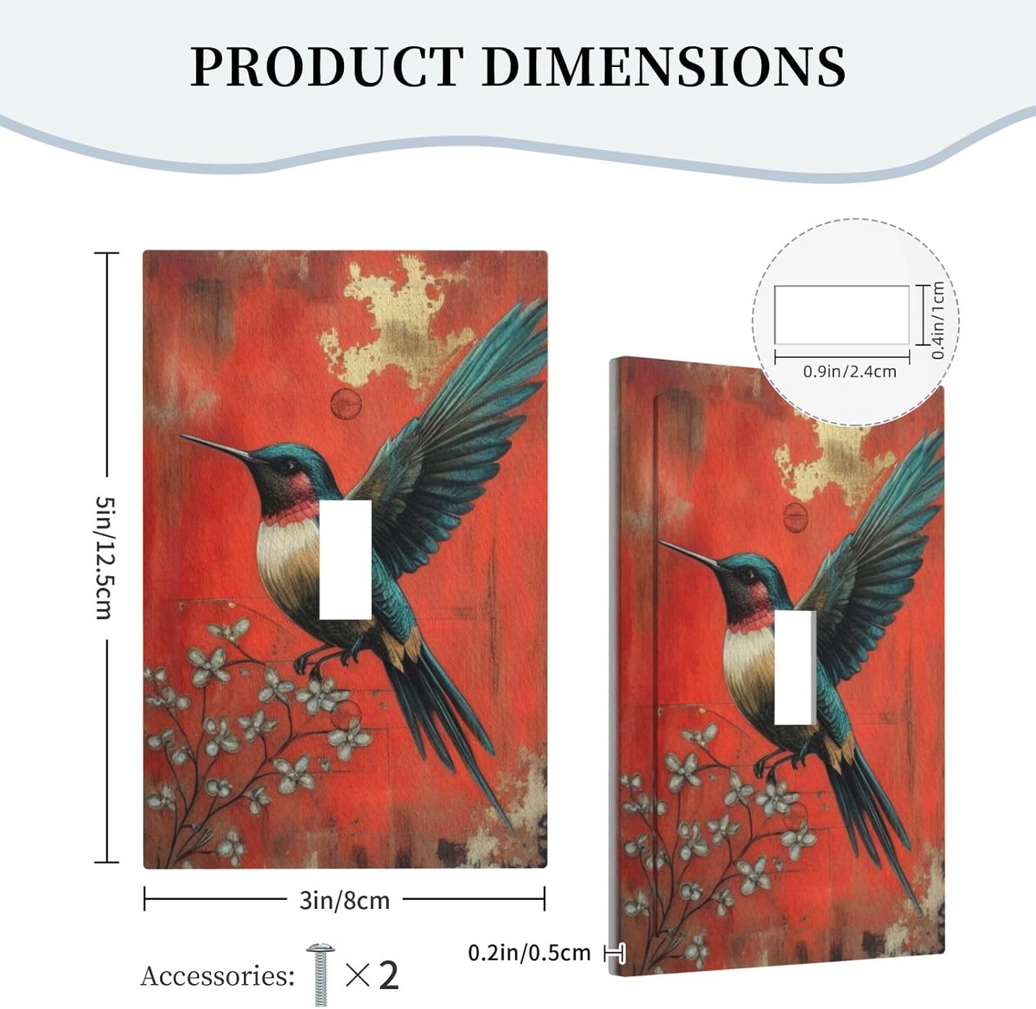 Decorative Art Light Switch Covers Hummingbird in Scarlet Single Toggle Wall Plate Decorative Switchcover Electrical Switchplate for Home Decor