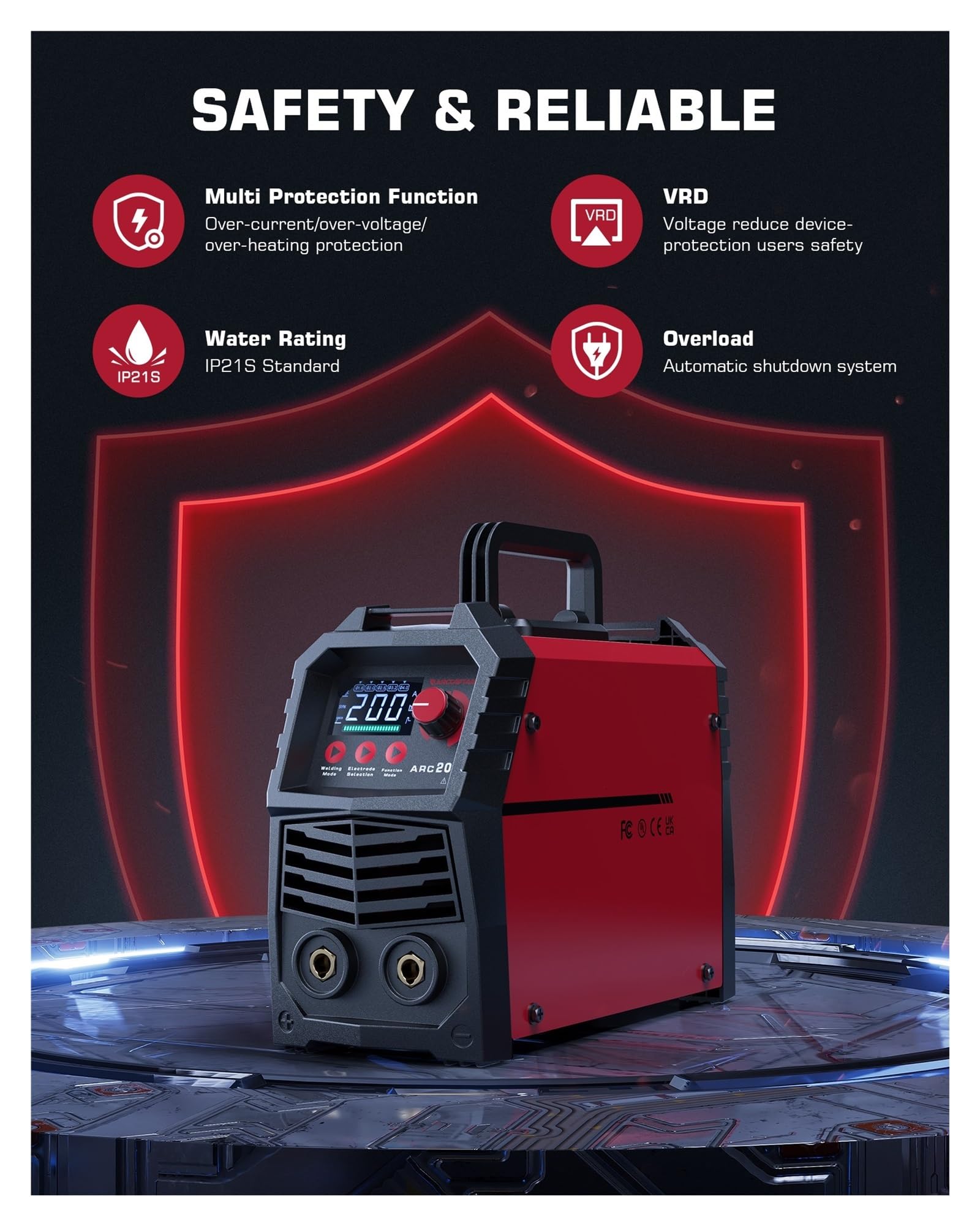 Saldatrice DC Inverter ARC IGBT 2 IN 1 MMA Ascensore TIG Saldatrice 160/200Amp For Principianti Domestici Leggera Efficiente Facile Da Usare(20-160A)