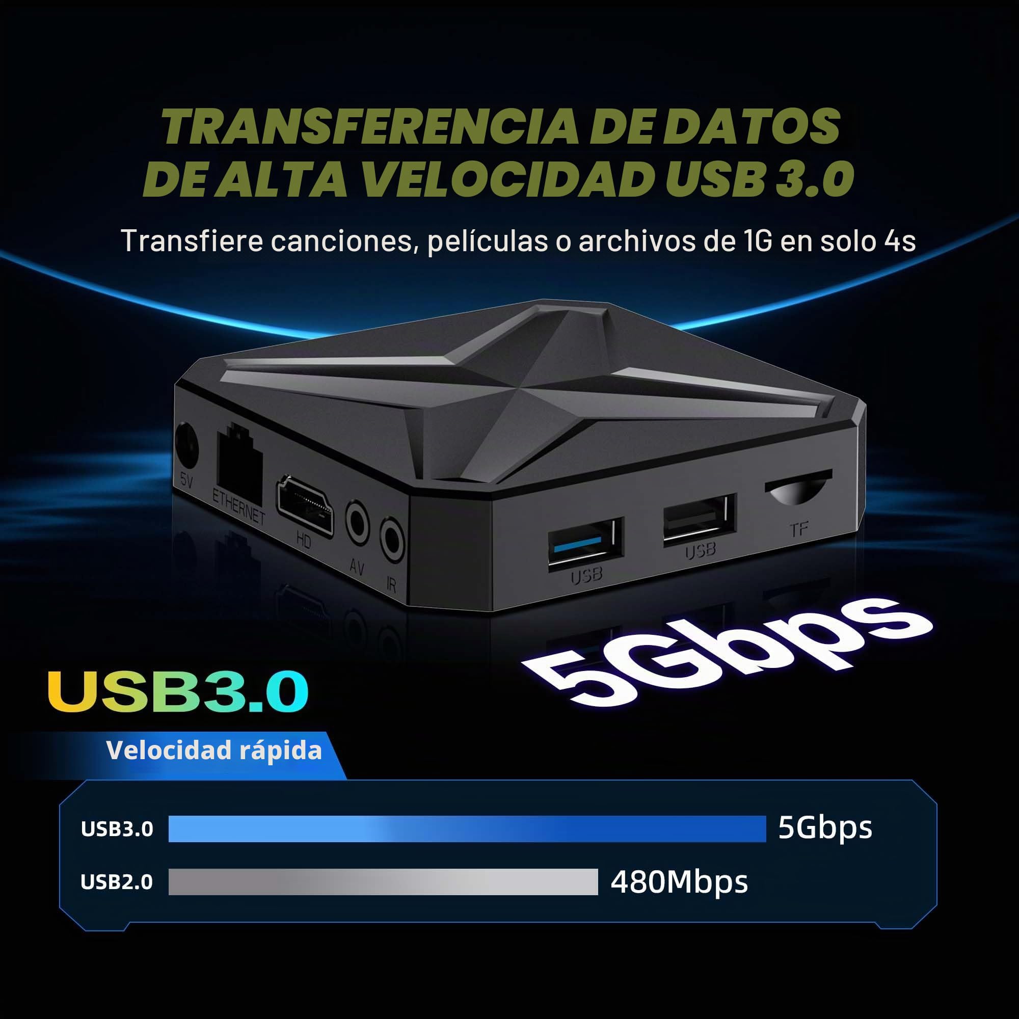 Caja Android TV 14.0, Caja Android TV 8k HD 2 GB RAM 16 GB ROM RK3518 Quad Core A53 GPU Mali 450 MP2 Soporte 2.4/5.8G WiFi 6 10/100 Ethernet BT 5.4 Caja de TV inteligente