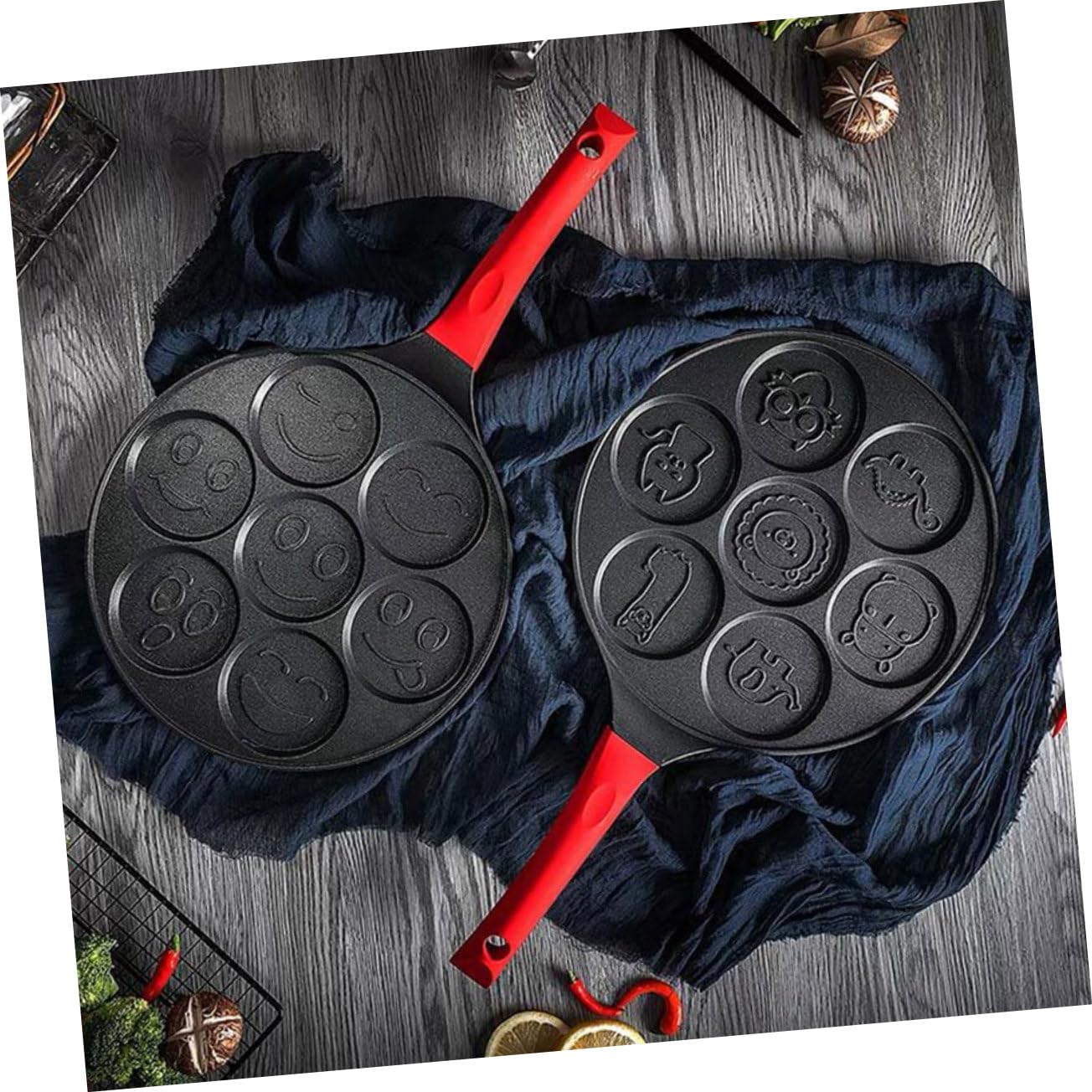 Mikinona 1 Pezzo Padella Frittata Antiaderente con Pentola per Colazione Mcfry Utensile per Waffle e Frittate Facile da Usare e Nero Colore Casuale