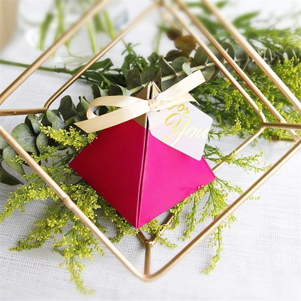 Rose Red Triangular Pralinenschachtel Hochzeit Bevorzugungen Geschenkschachteln aus Papier Schokolade Taschen Geschenkverpackungs-Kasten Hochzeitsdekoration Presents