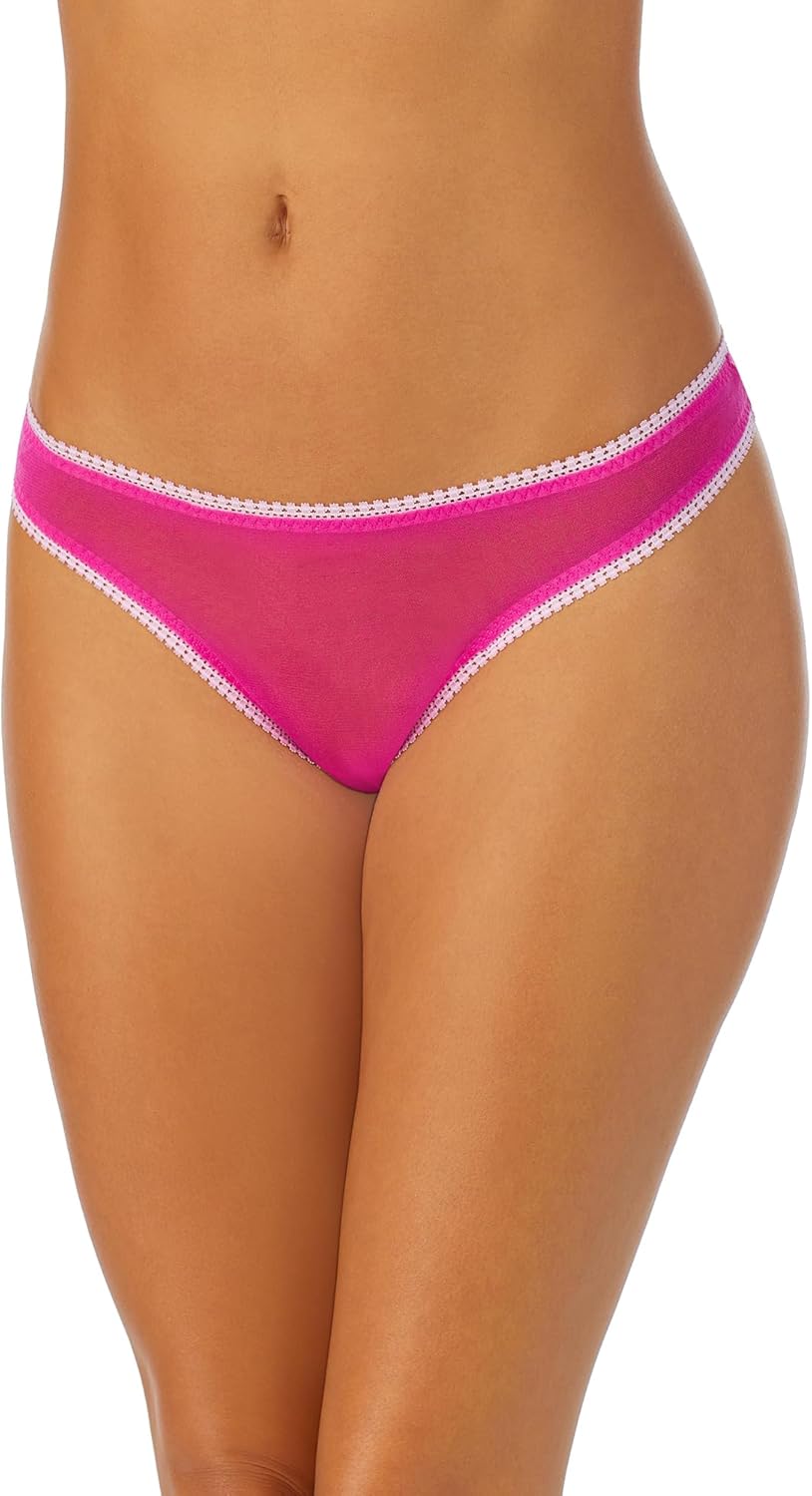 OnGossamer Womens Mesh Hip Thong Panties - Rose Violet, X-Small/Small