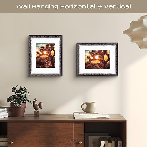 Vista 11 de Golden State Art, Marco de fotos de 11 x 14 pulgadas con paspartú blanco para fotos de 8 x 10 pulgadas y cristal real para exhibición en pared, Oro