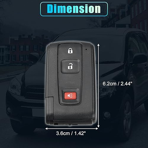 Miniatura 7 de X AUTOHAUX MOZB21TG - 2 llaves de repuesto para Toyota Prius 2004-2009, 3 botones con llave de puerta 89070-47180, compatible con logotipo negro, no