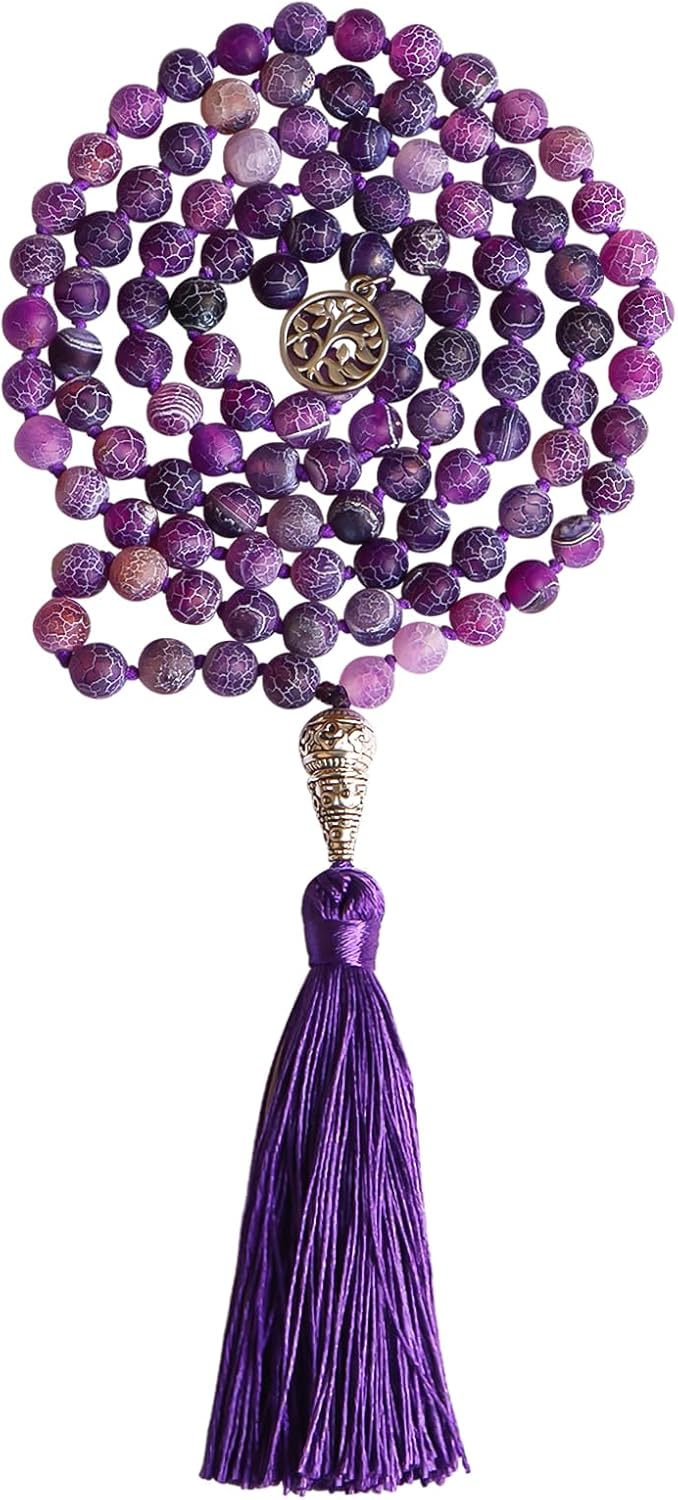 GVUSMIL 8mm 108 Mala Beads Wrap Bracelet Necklace for Yoga Charm Bracelet Natural Gemstone Jewelry for Women Men