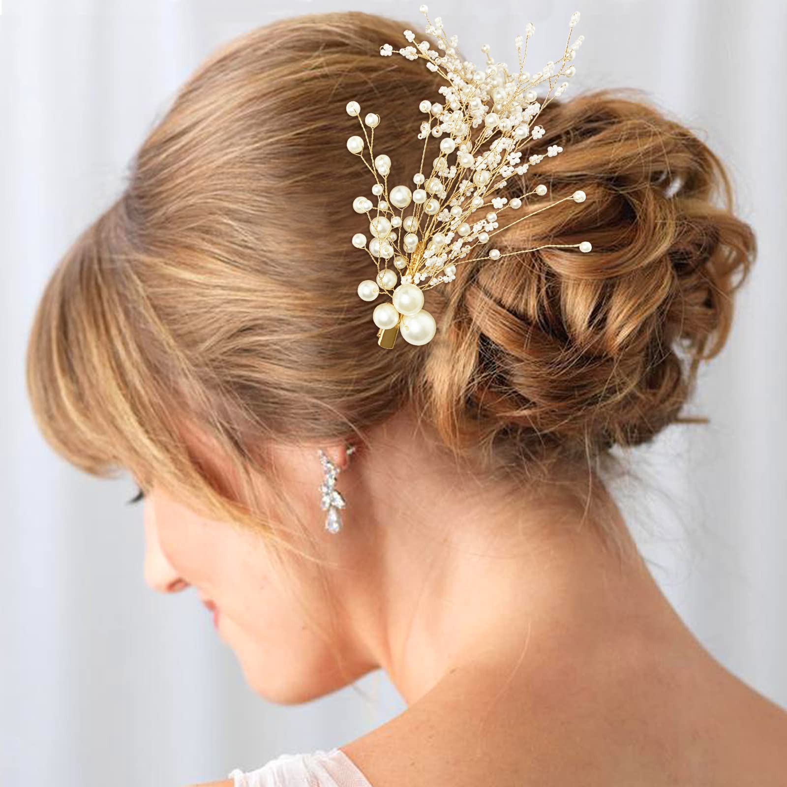 Amazon.com : PRETTYLIFE Bridal Pearl Hair Clips 2pcs Wedding 