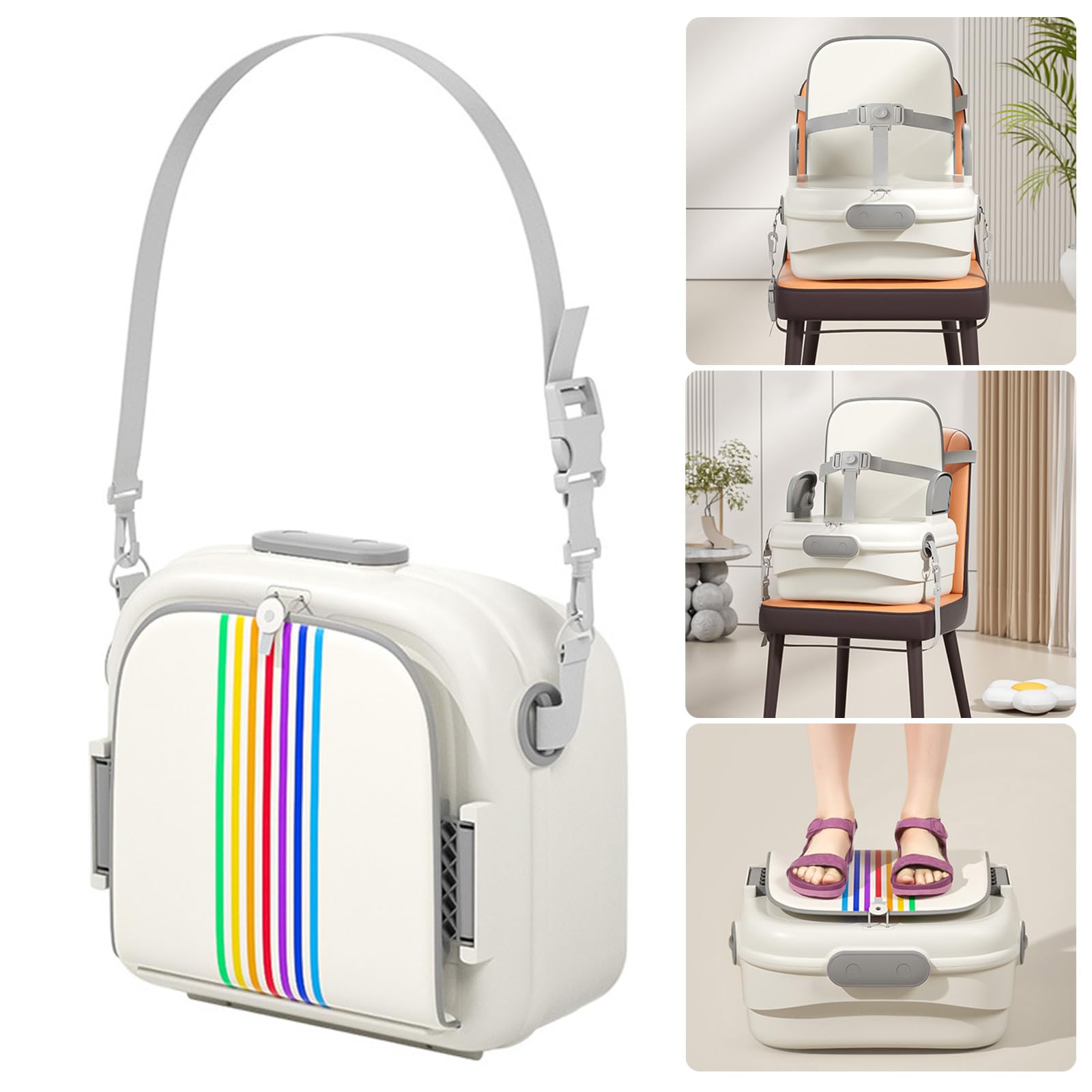 Silla de alimentación infantil Asiento Boosting Plegable Base Antideslizante Suave Fácil de Llevar Mochilas Diseño para Interior y Exterior PU Asiento de Forro Portátil Acolchado