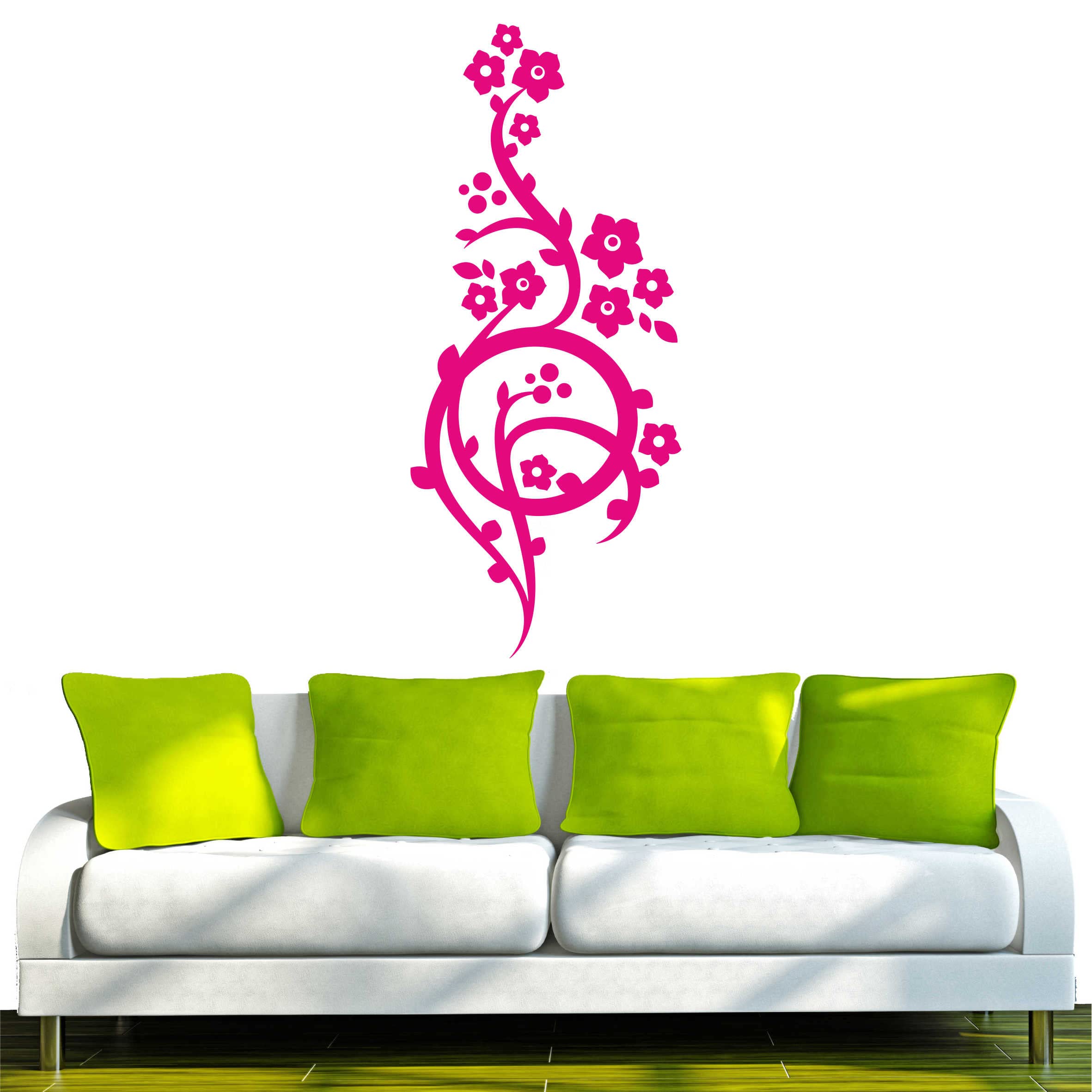 INDIGOS UG - Wandtattoo Wohnzimmer - Wandaufkleber schönes Tribal Ranke Blume Blüte Pflanze 160x68 cm - pink d212 - Aufkleber Kinderzimmer Schlafzimmer Küche Badezimmer Büro Dekoration