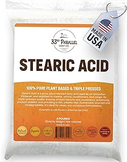 Stearic Acid (2 Lbs / 32oz) White Flakes Triple Pressed NF/USP | 100% Plant-Based, Natural Emulsifier, Solidifier & Thickener for Creams, Lotions, Soaps & Candle Making | 2 POUNDS