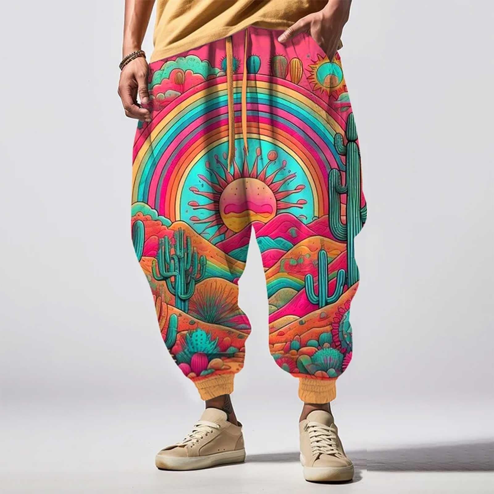 Pantaloni da jogging da uomo con stampa, alla moda, casual, sportivi, stile strada, per il tempo libero, pantaloni da allenamento, con motivo divertente, streetwear, estivi