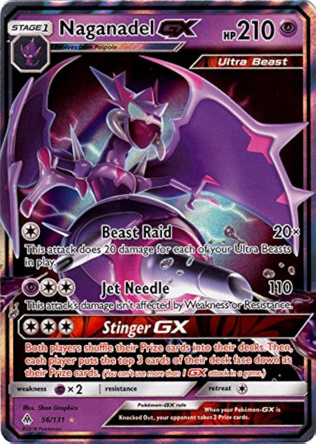 Naganadel GX - 56/131 - Ultra Rare - Forbidden Light