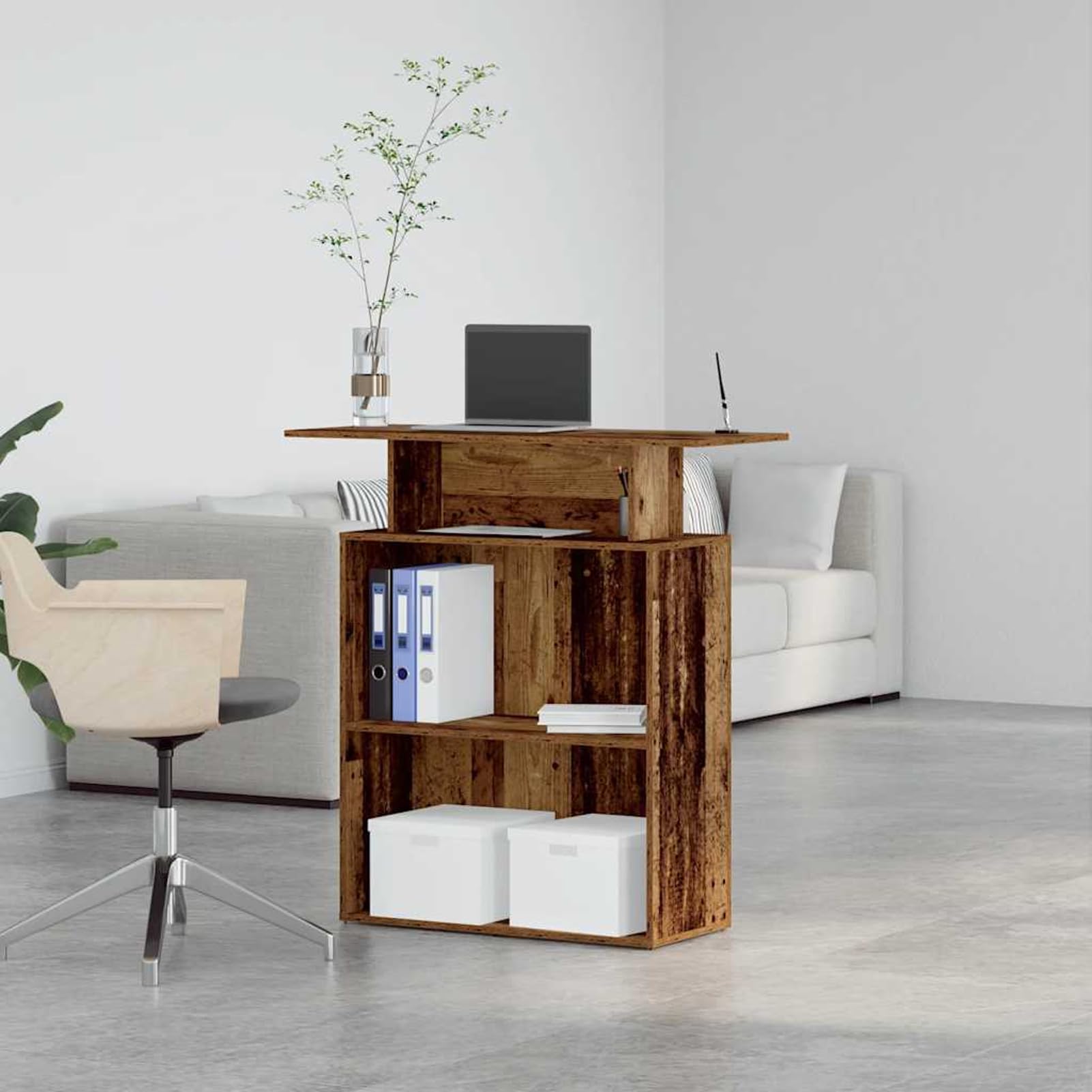 Gecheer Bancone Reception, Design Elegante con Piano Integrato e Spazio di archiviazione, 100x40x104 cm, truciolato, per uffici aziendali, Hotel, cliniche mediche e saloni di Bellezza