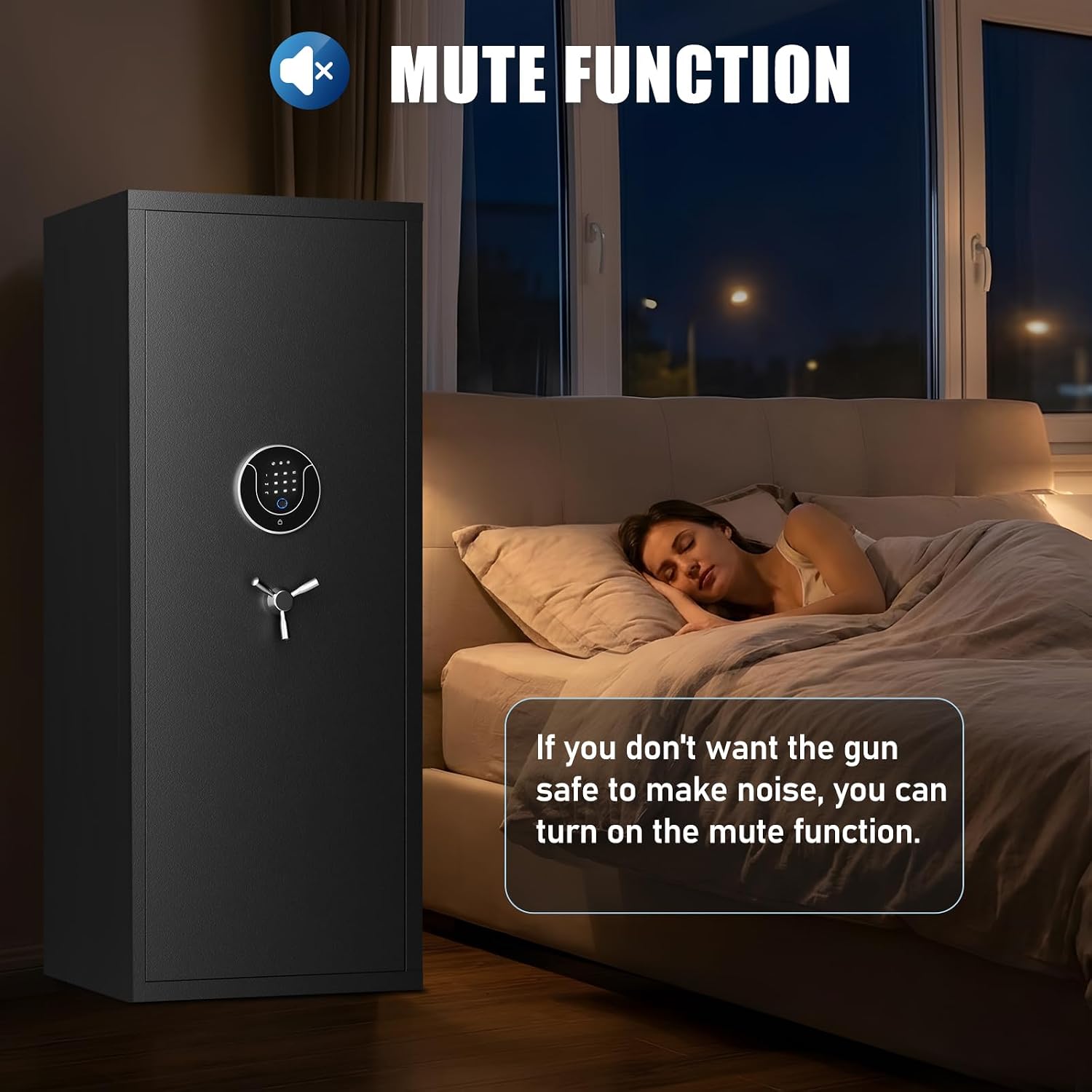 Multi Functional Gun Safe, 15-18 Unassembled Biometric Gun Safe for Rifles and Pistols with Inner Lock Box, Removable Shelves & DIY Stickers, 54'' Large Gun Cabinet with Dual Alarm & Mute Function