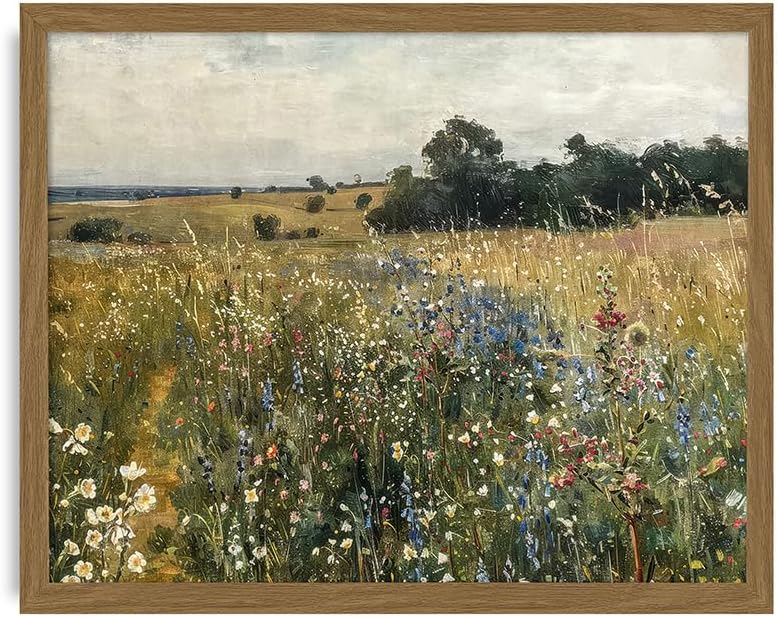 XMMPOT Wildflower Canvas Wall Art: Framed Wall Art for Living Room- Vintage Nature Botanical Bathroom Wall Decor Prints 16"x24"