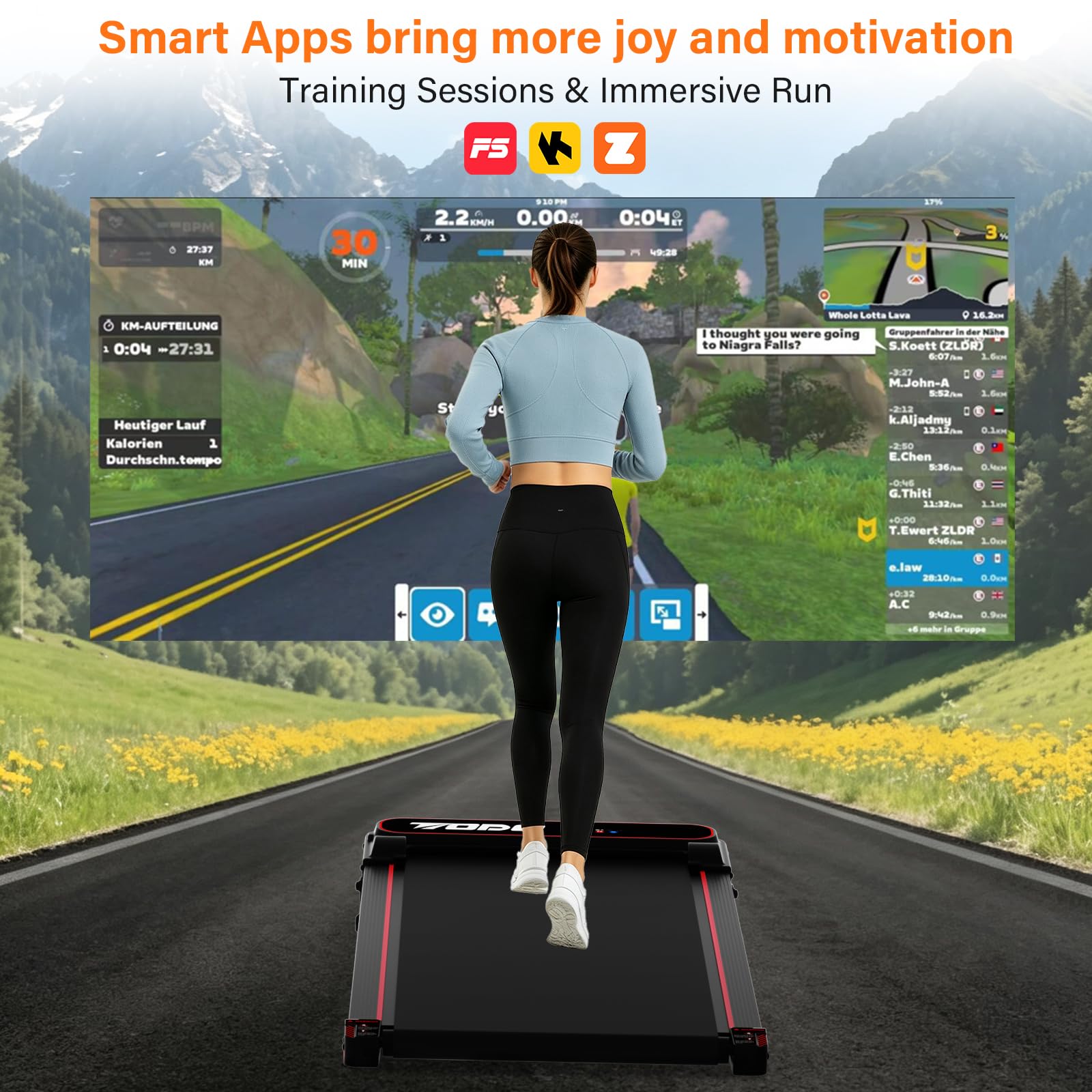 TODO Elettrico Tapis Roulant Walking Pad con 5% Inclinazione & Apps | 1-6 km/h Tapis Roulant da Casa & Ufficio, 3.0HP Treadmill Mini Compatto Tapirulan con Telecomando e LED Display