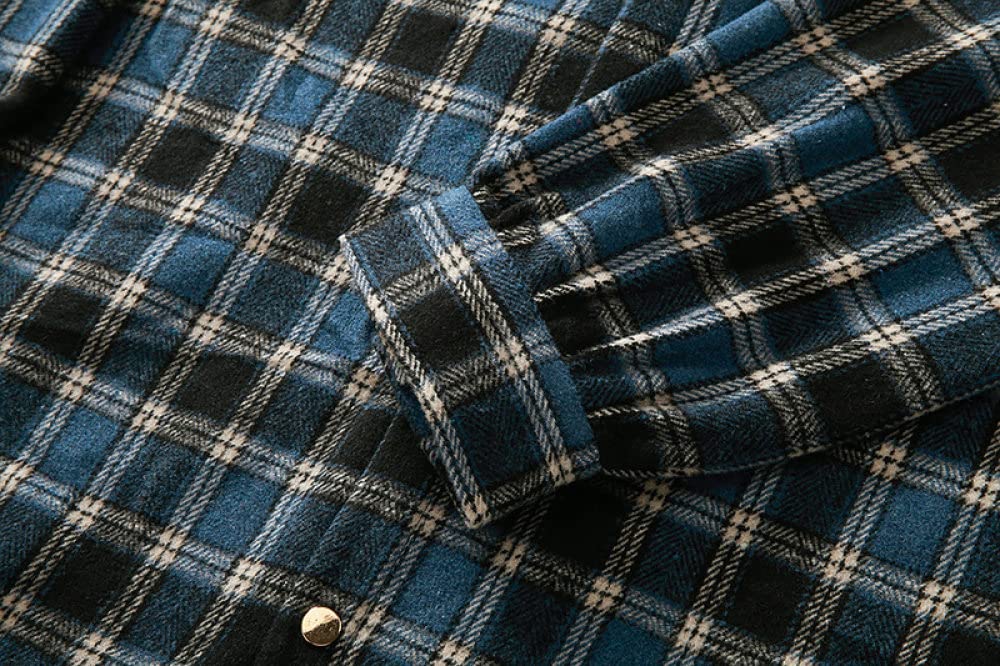 HGJH Hemdjacke Herren, Herren Langarm Flanellhemd Thermohemd Tibetisch Schwarz Orange Hemd Button-Down Baumwolle Großvaterhemd Bequemes Henry Hemd Lässiges Arbeitshemd Für Männer Jungen