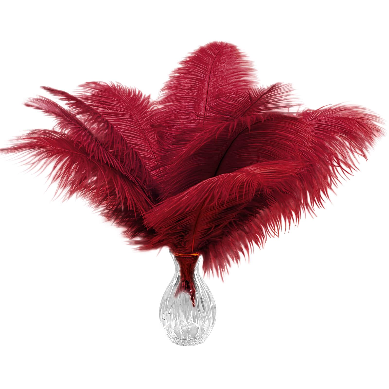 Plumes d'autruche bordeaux pour centre de table de mariage Gatsby | Lot de 20