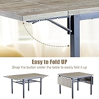 Vista 5 de Rovibek Folding Dining Table for 2-6, Drop Tables for Small Spaces, Extendable Dining Room Table, Farmhouse Kitchen Table, Rustic Wood Dining Table