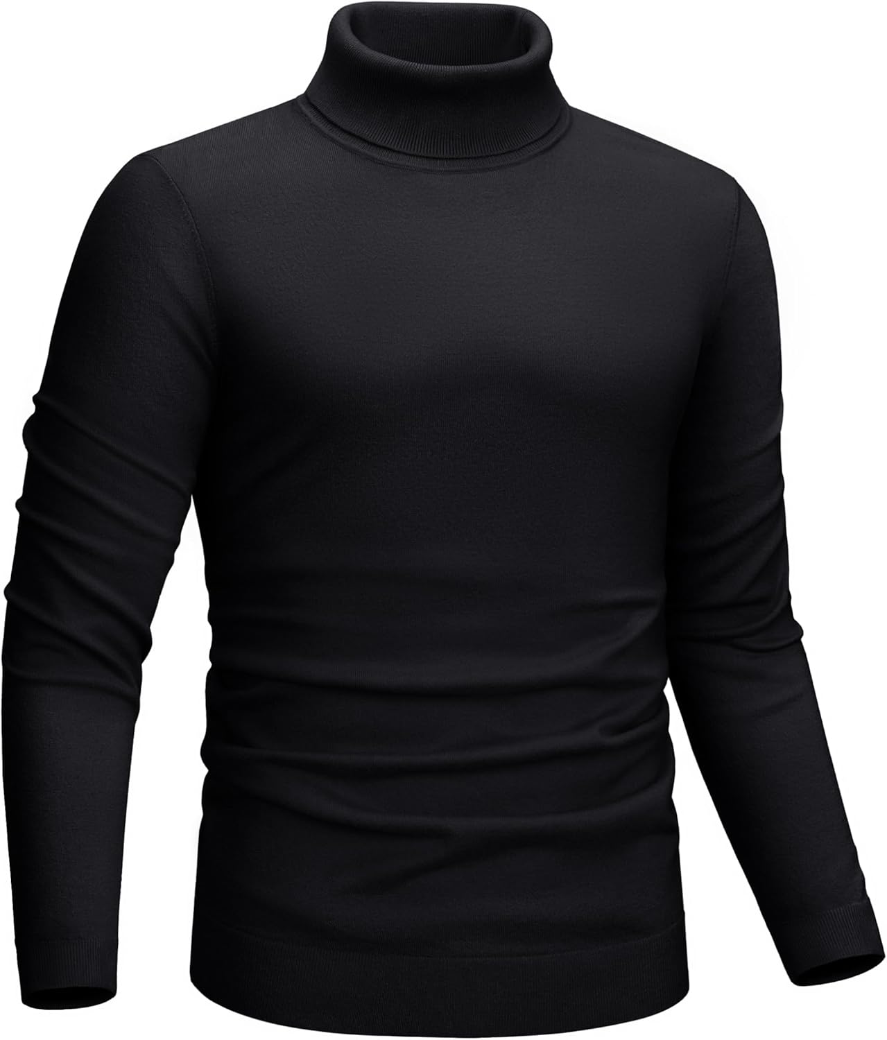 CRYSULLY Men's Turtleneck Sweaters Slim Fit Basic Solid Long Sleeve Casual Knitted Pullover Sweater