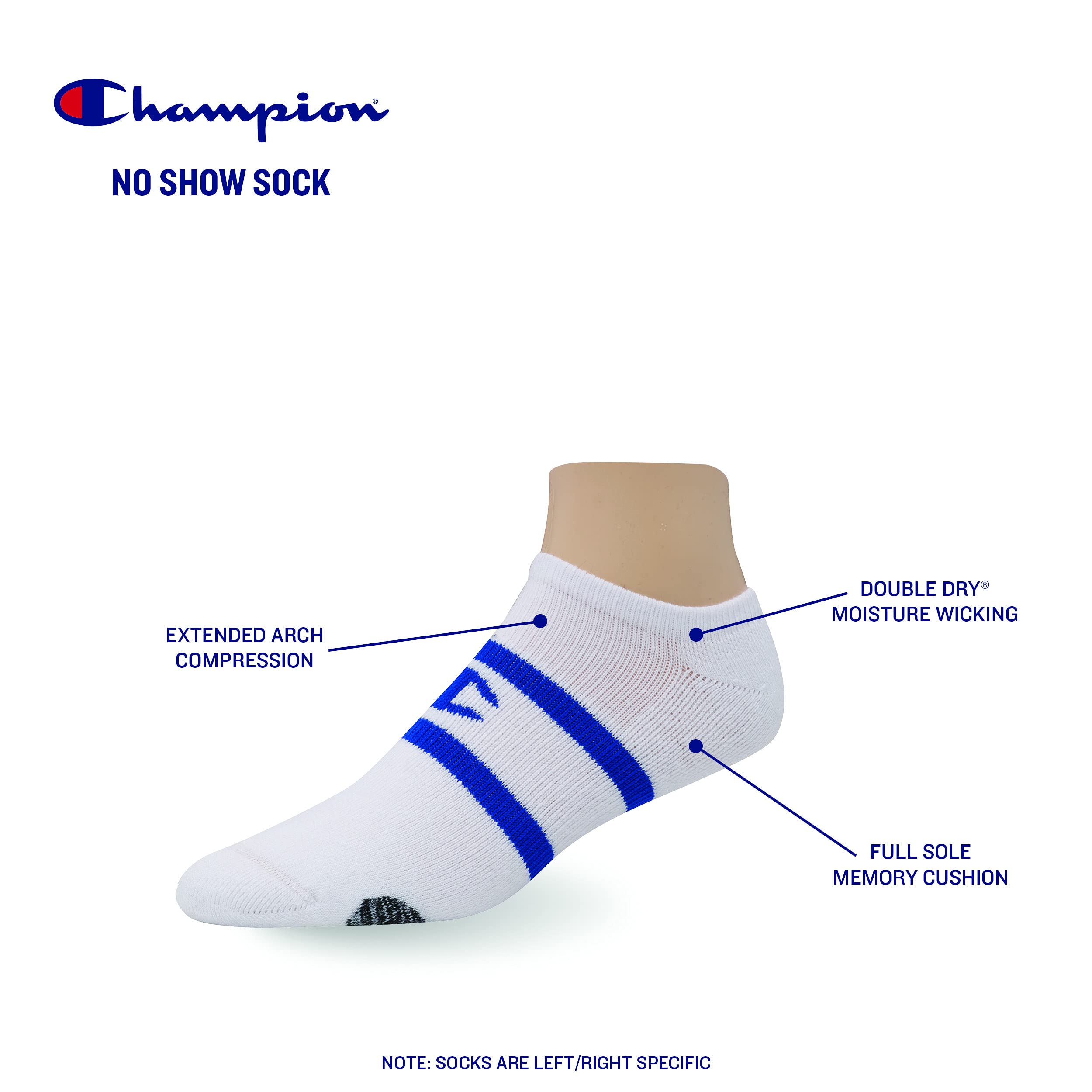 Champion mens Champion Compression Unisex Double Dry 1-pair Pack No Show Socks