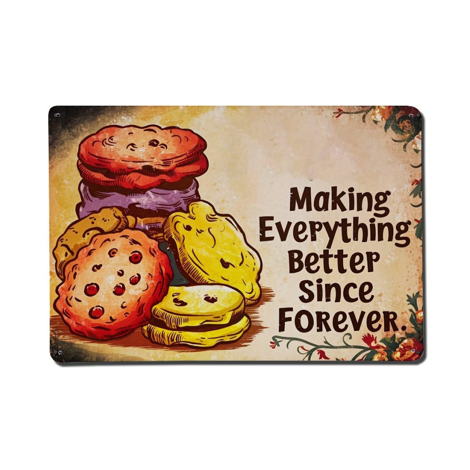 Cookie Stack With Chocolate Chips And Butter Cookies Tin Sign Metal Poster Vintage Metal Signs for Home Man Cave Bar Cafe Kitchen laundry room Wall Decorations Gift 8x12Inch