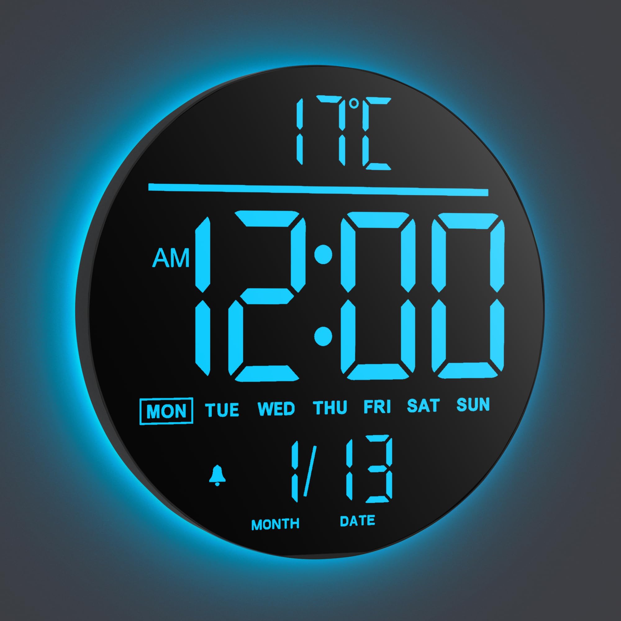Maxstar Reloj de Pared Digital 10" Grande con Mando a Distancia, 8 Colores RGB, Pantalla LED Moderna, Brillo Auto, Horario Verano, Temperatura, Alarma - Negro para Salón, Dormitorio, Cocina