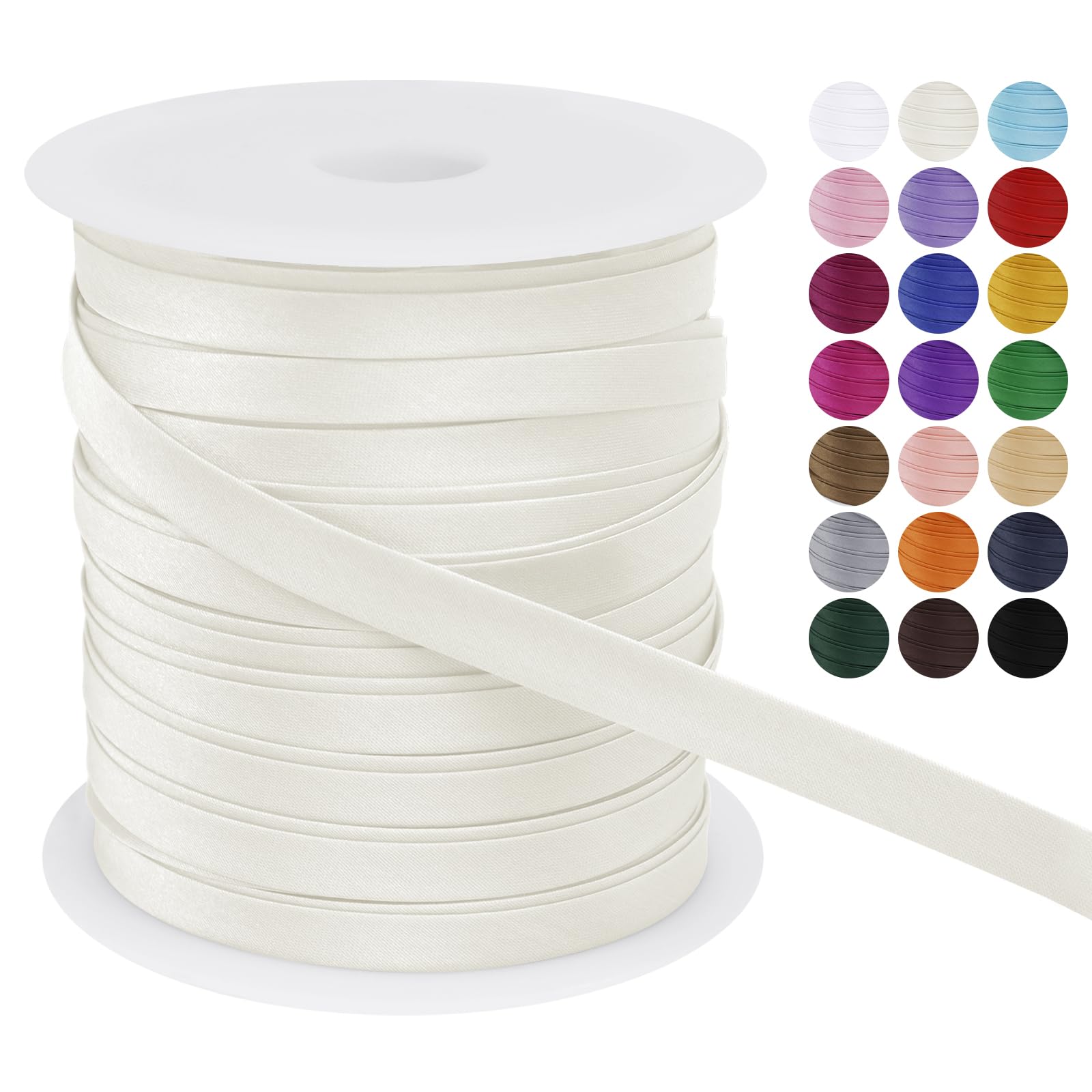 LEREATI Satin Bias Binding Tape for Sewing 2/5 Inch x 50m Sewing Bias Tape Double Fold