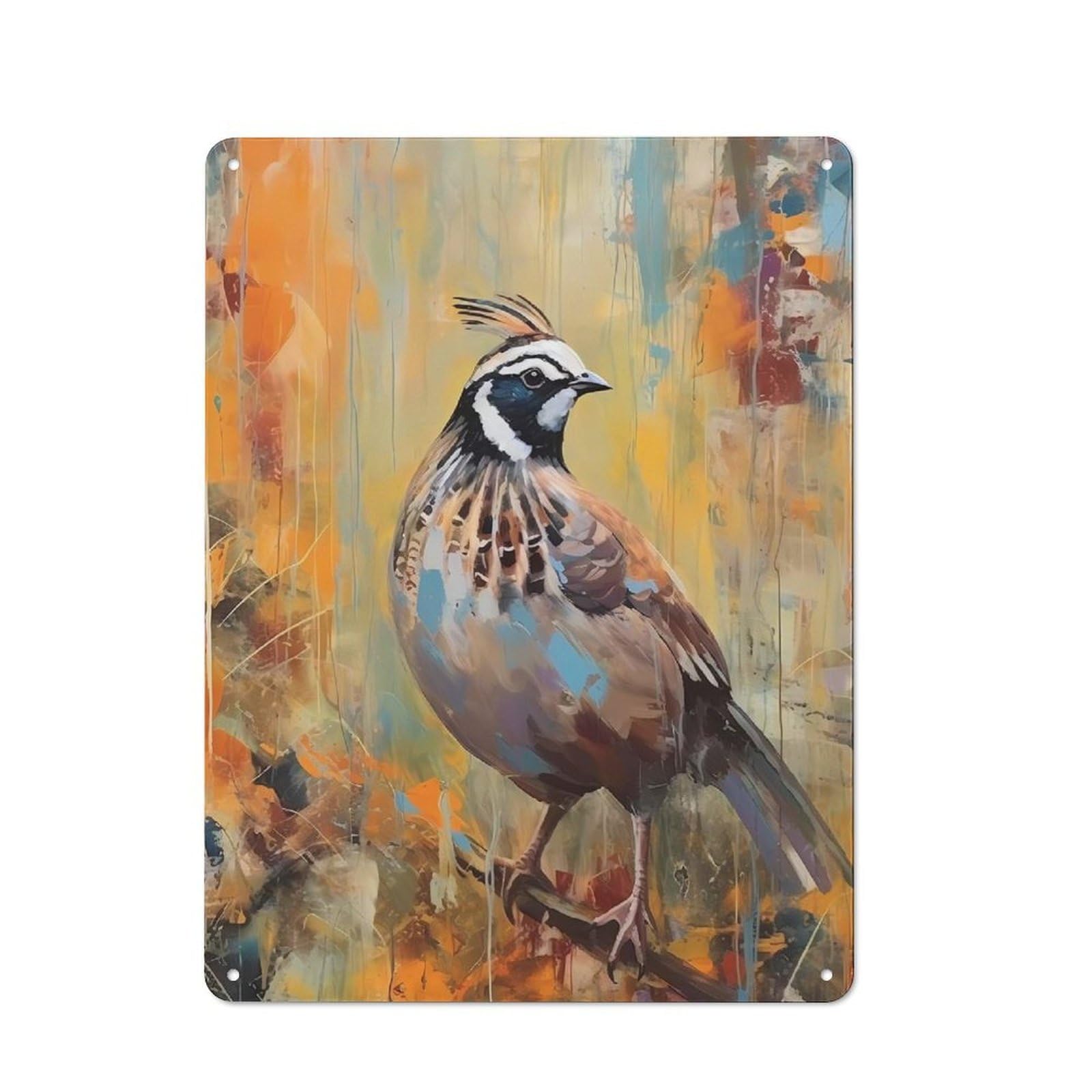Junmoney Quail Painting Rustic Metal Plaque 40X30cm For Hobby Room Or Studio, For Vintage Wall Decor Fans, For Garage And Workshop Walls