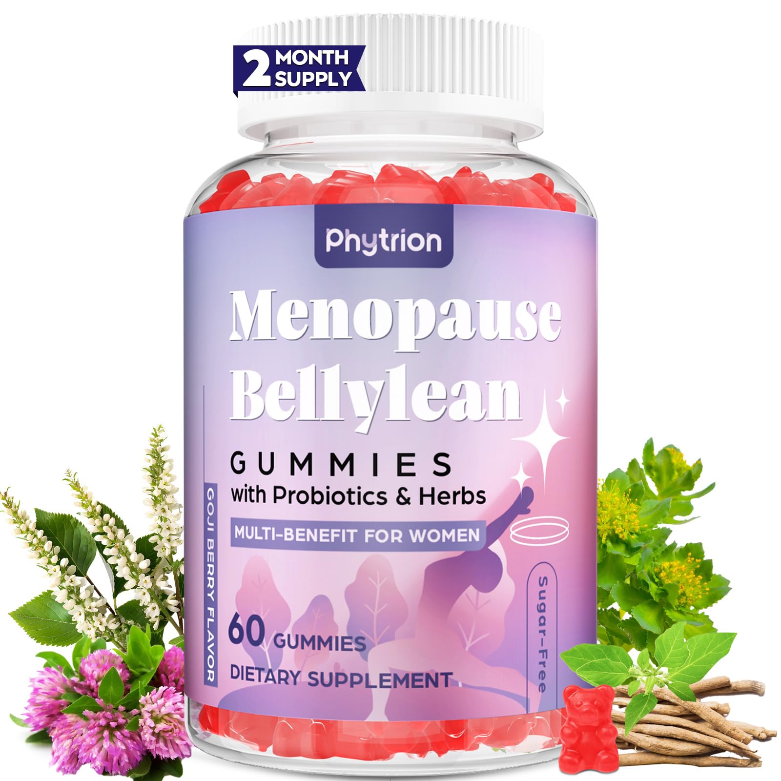 Menopause Supplements for Women, Sugar-Free, 16-in-1 Menopause Relief with Black Cohosh & Ashwagandha, 20 Billion CFU Probiotics, Hormone Harmony for Women, Night Sweats & Mood Swings, 60 Gummies