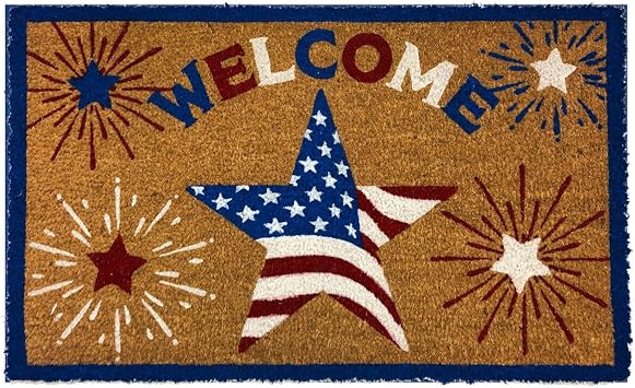 Briarwood Lane American Star Patriotic Natural Fiber Coir Doormat
