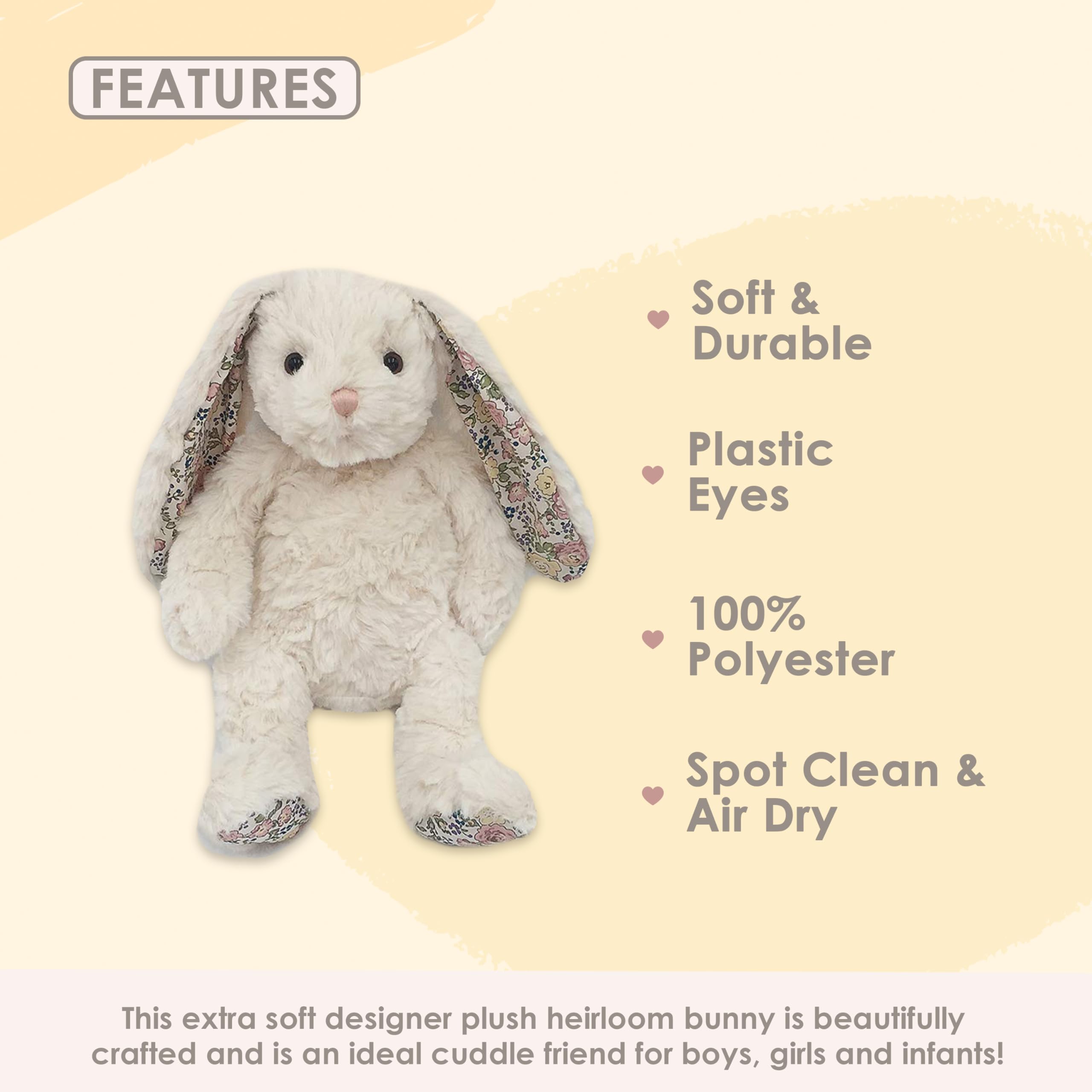 MON AMI Faith Cream Bunny Stuffed Animal 13"/33cms, 12 inches - Image 4