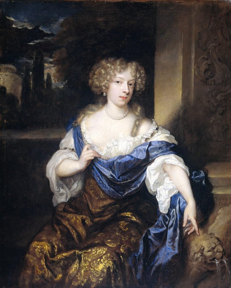 Toile Portrait d'Helena par Caspar Netscher décor salon chic