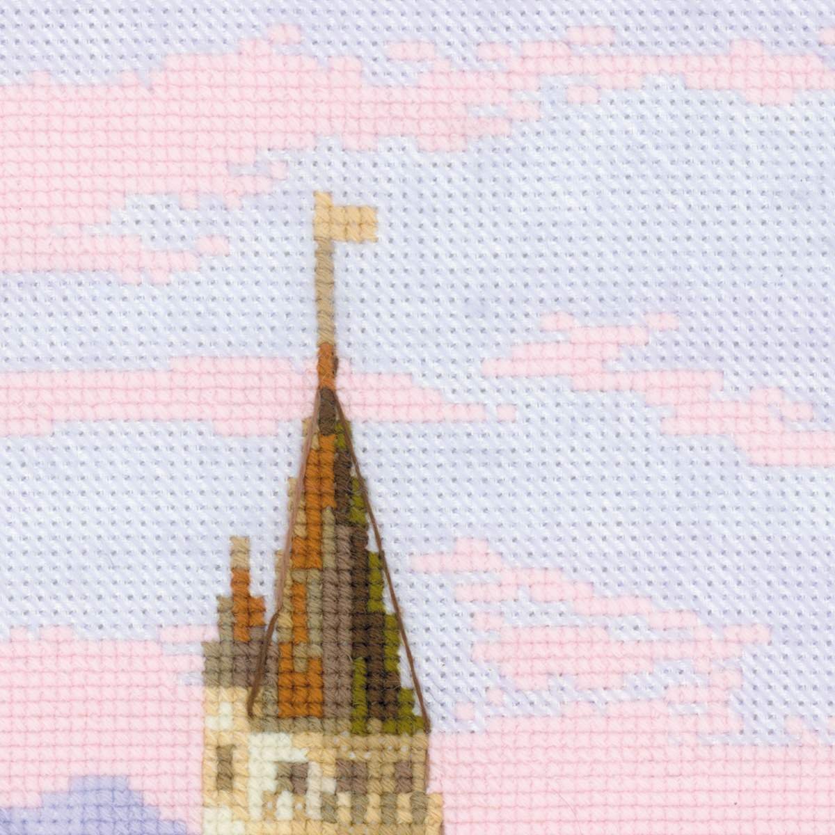 RIOLIS Zamek Neuschwanstein opakowanie ?ciegu krzy?ykowego, bawe?na, wielokolorowe, 35 x 60 x 0,1 cm