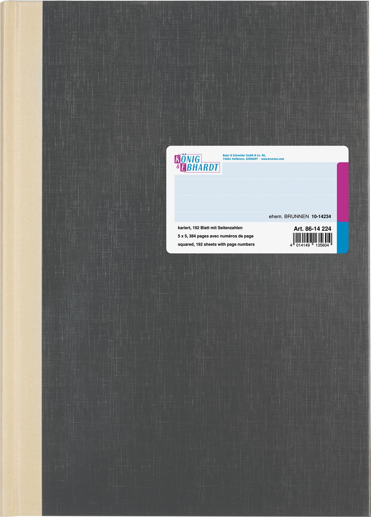 König & Ebhardt König und Ebhardt König & Ebhardt 8614224 Geschäftsbuch / Kladde (A4 kariert 80g/m², 192 Blatt Fadenheftung mit Seitenzahl))