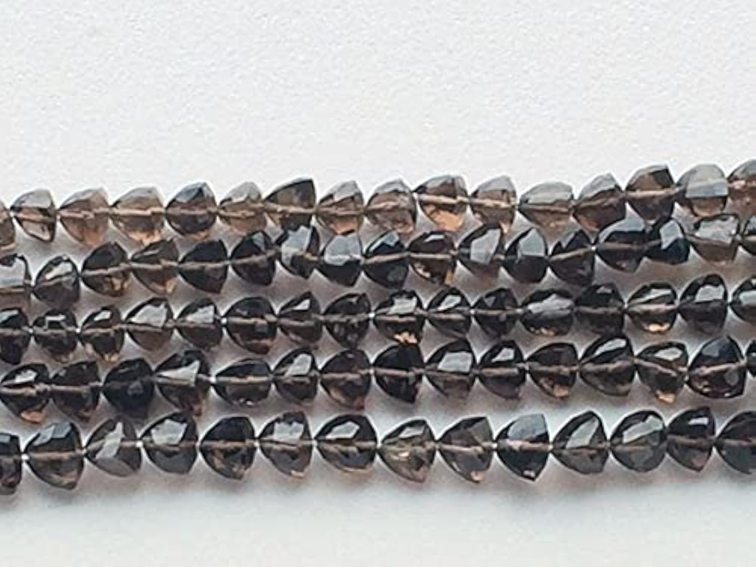 Quartz Fumé Naturel en Perles Trillion Facettées de 7-8mm pour Création Bijoux DIY