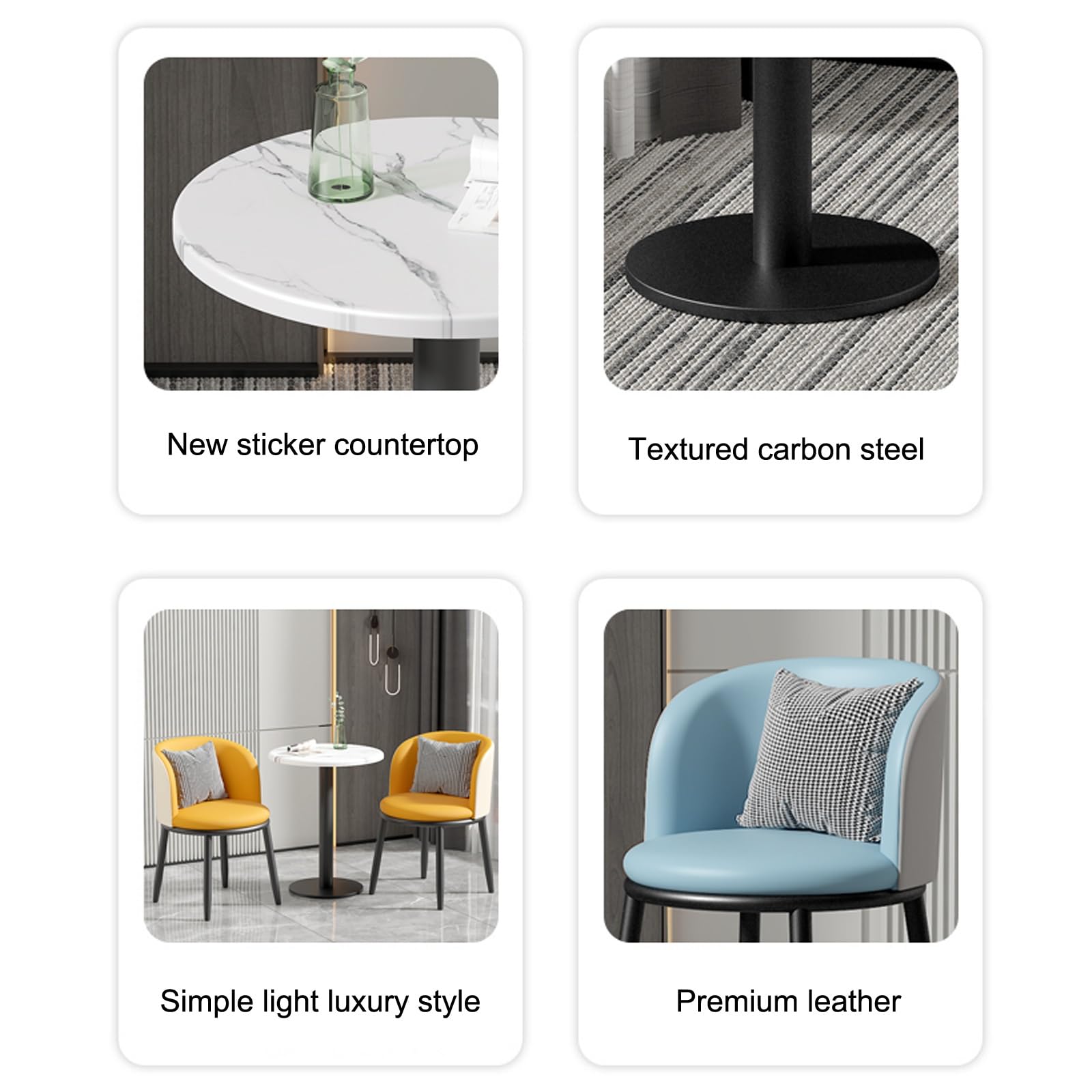 Conjunto de Mesa y sillas de Centro Comercial, Conjunto de mobiliario de recepción para cafetería, tetería, pastelería, Restaurante, Bar, terraza, Sala de reuniones y recepción.