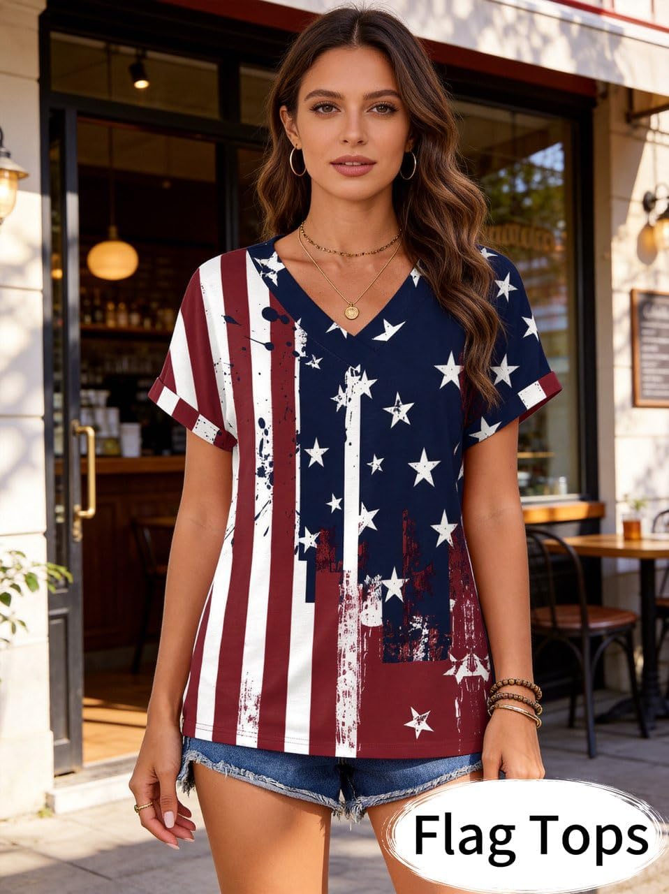 Zeagoo Womens Summer Tops Rolled Short Sleeve V Neck Shirts Casual Dressy Business Work Blouses Outfits thumbnail