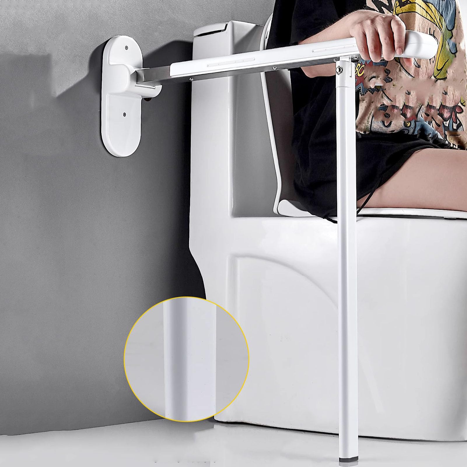 Barra di supporto pieghevole per WC a parete, per la sicurezza del bagno, con impugnatura antiscivolo