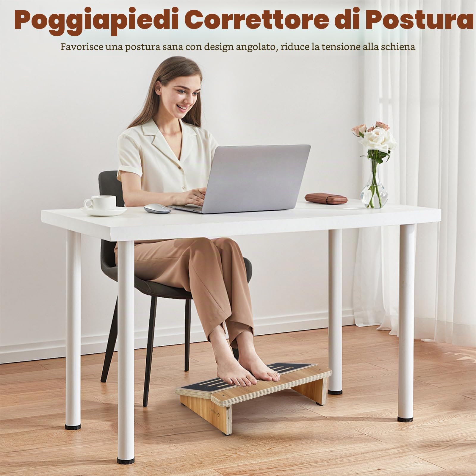 StrongTek Poggiapiedi sotto la scrivania, pedana, plancia di equilibrio, antiscivolo, casa, ufficio e computer 15Wx11L