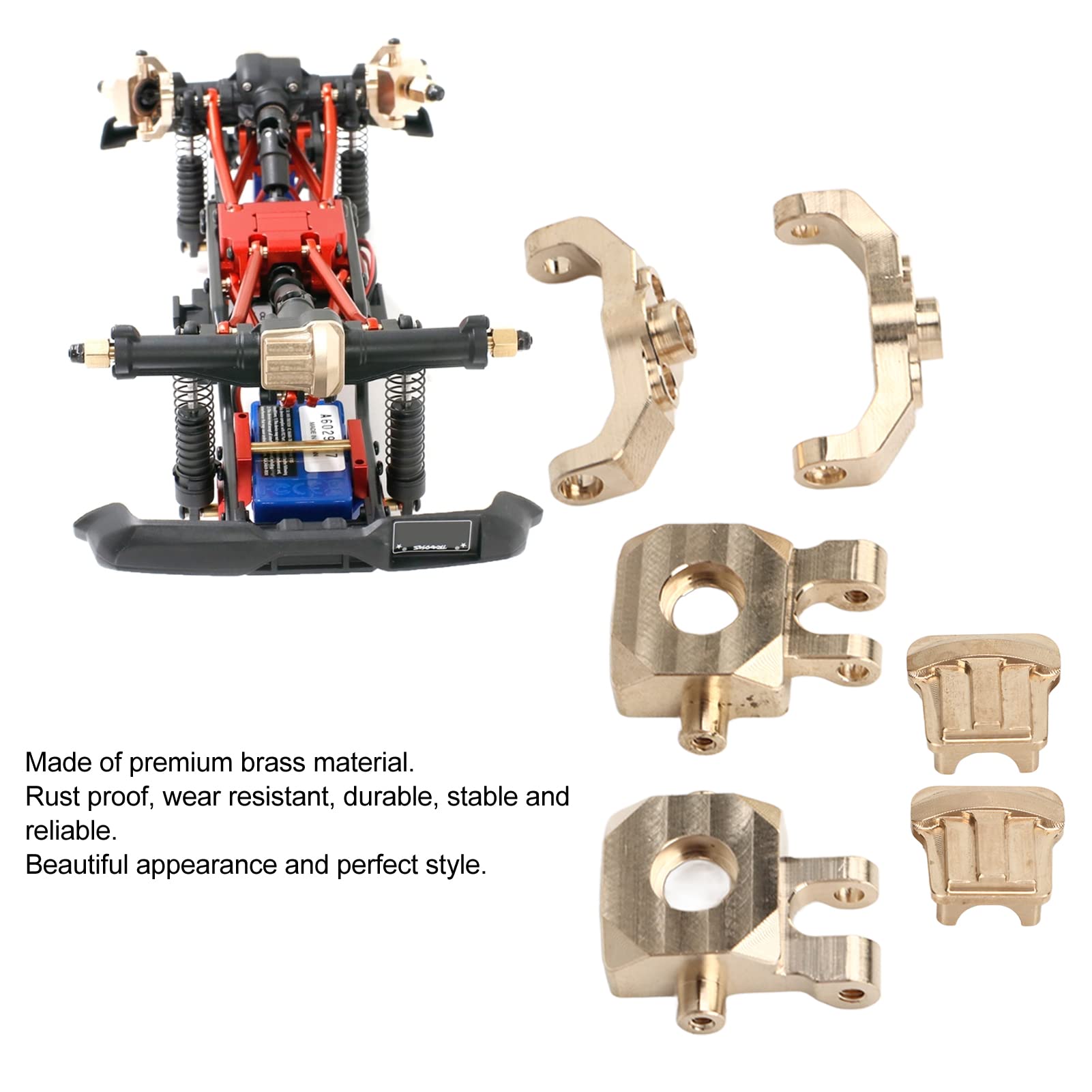 RC Car Caster Block C Hub Kierownica Pokrywa mostu Obudowa Mosiądz Zestaw akcesoriów do modernizacji dla Traxxas 1/18 Pojazd zdalnie sterowany Kolor złoty 2 sztuki