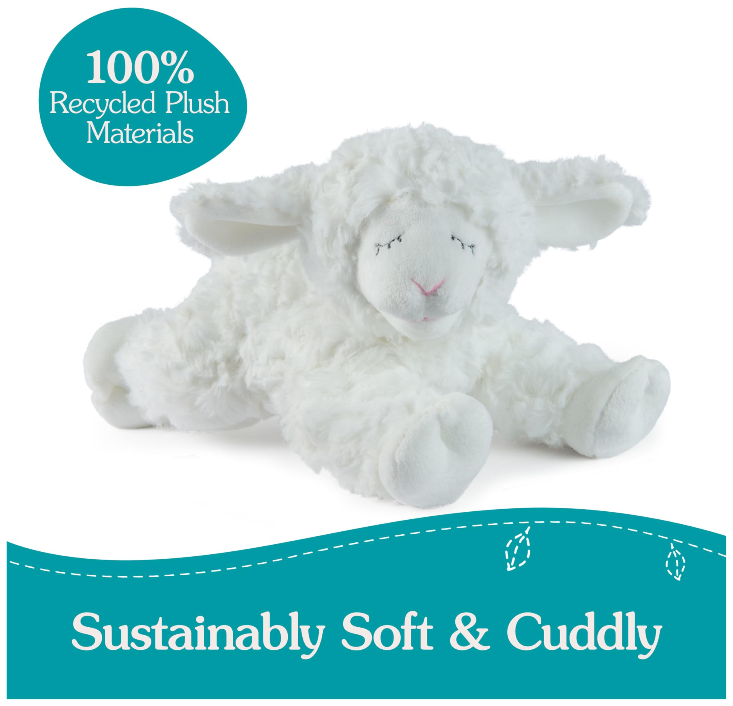 GUND Baby Nachhaltige Lammrassel Winky Lamm Stofftier Plüsch aus 100% recycelten Materialien Plüschrassel Sensorisches Spielzeug für Babys Weiß 17.8 cm