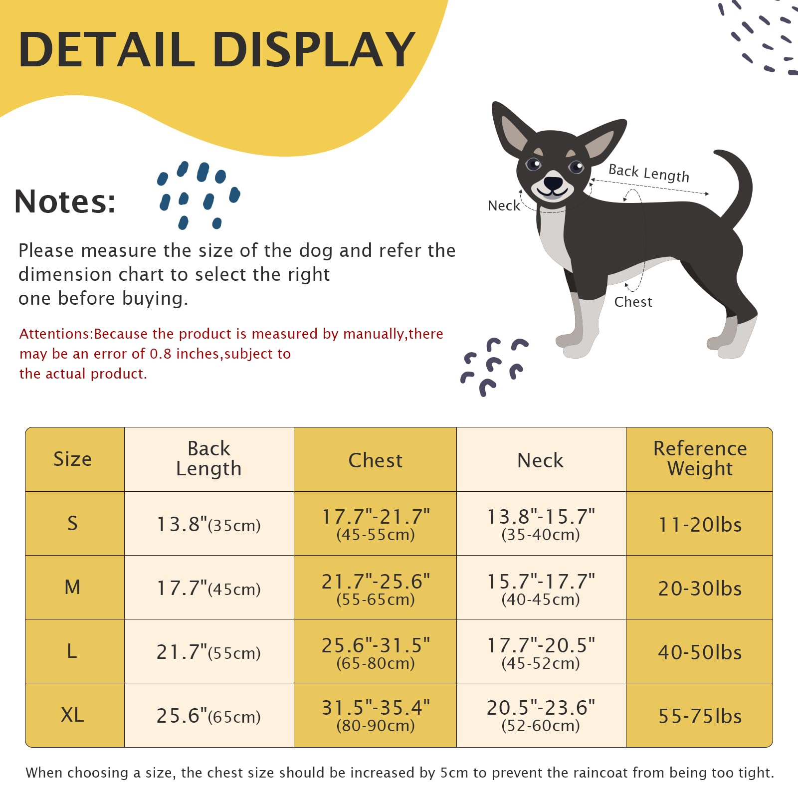 Regenmantel Hund Wasserdicht, Reflektierend Regenjacke mit Kapuze für Hund, Verstellbare Winddicht Regenjacken für Kleine Mittelgroße Groß Hunde Spaziergäng XZ015(Gelb,M)