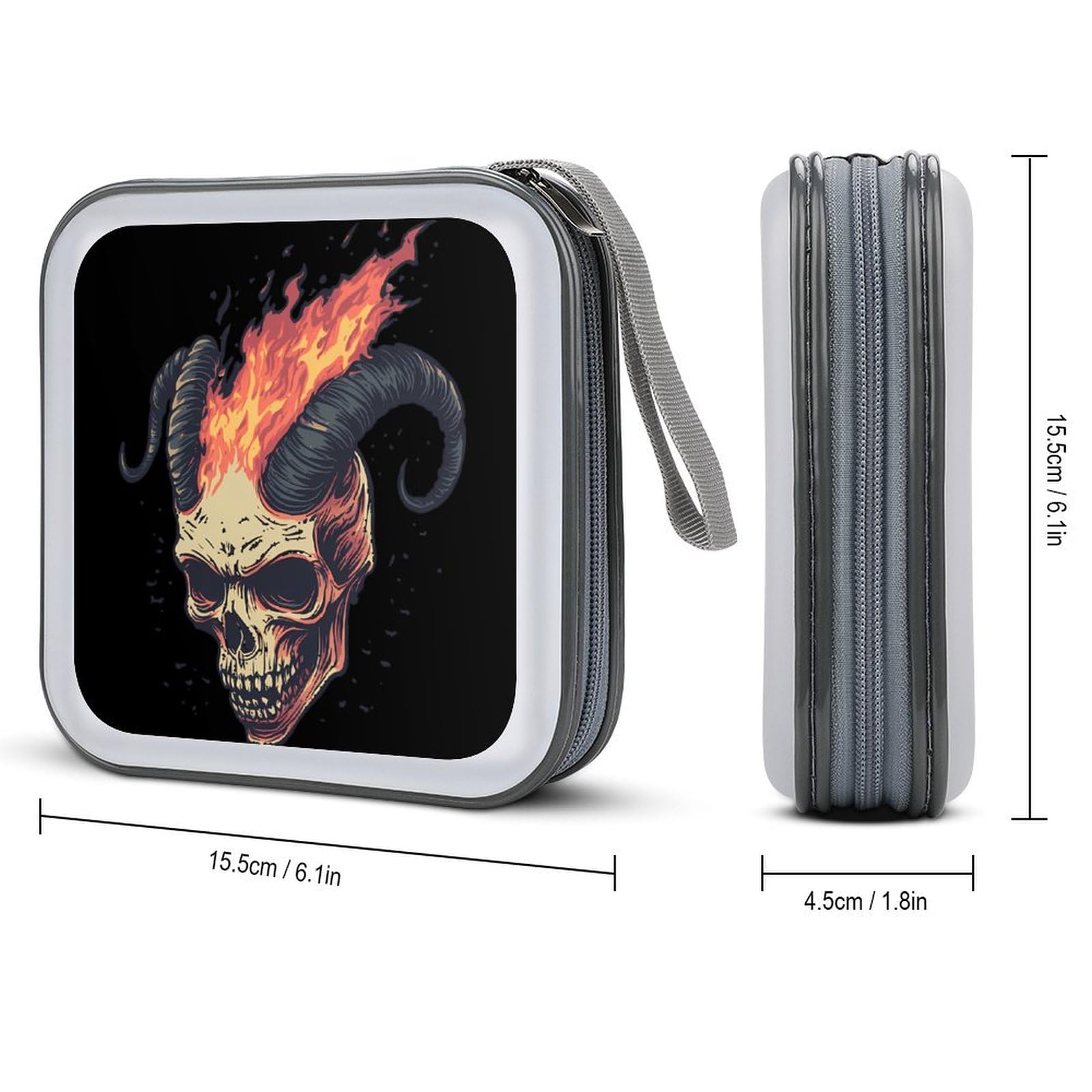 Skull Goat CD Case Plastic DVD Case Holder Wallet Disc Storage Organizer for Car Travel