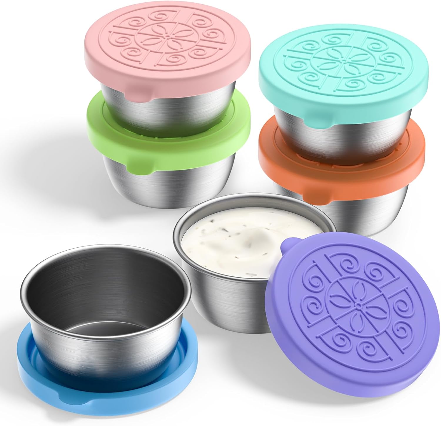 Reusable Stainless Steel Salad Dressing and Condiment Containers (6-Pack)