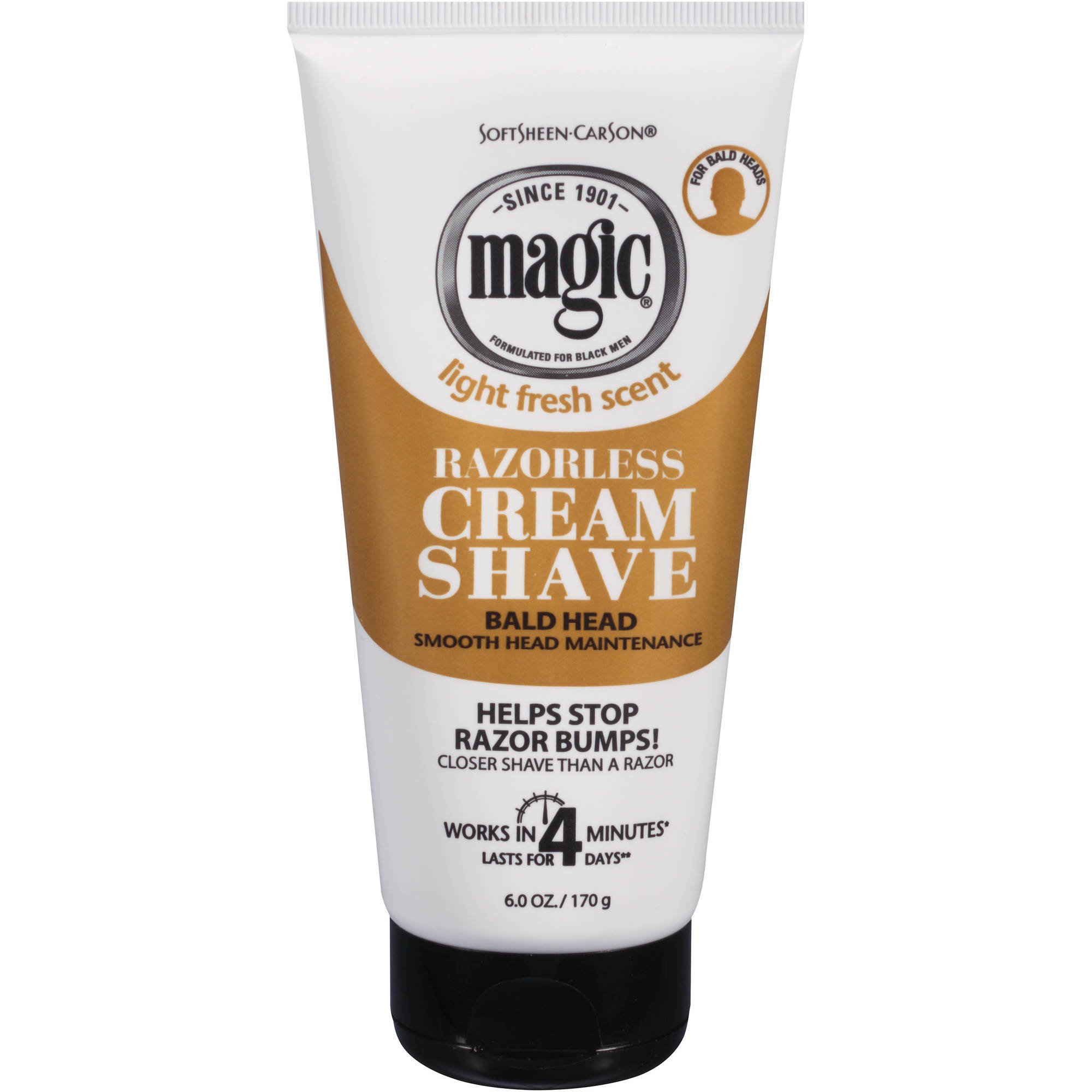 Magic Shave Razorless Cream Shave, Bald Head Smooth Head Maintenance, Light Fresh Scent 6 oz
