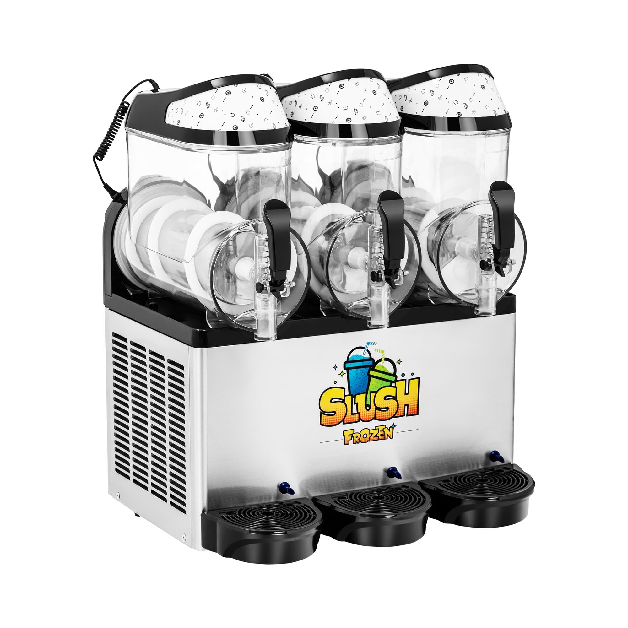 Royal Catering Máquina Para Granizada Granizadora RCSL 3/10 (3 x 12 L, Iluminación LED, Temperatura de -3 a 2 °C, Motor de 800 W)