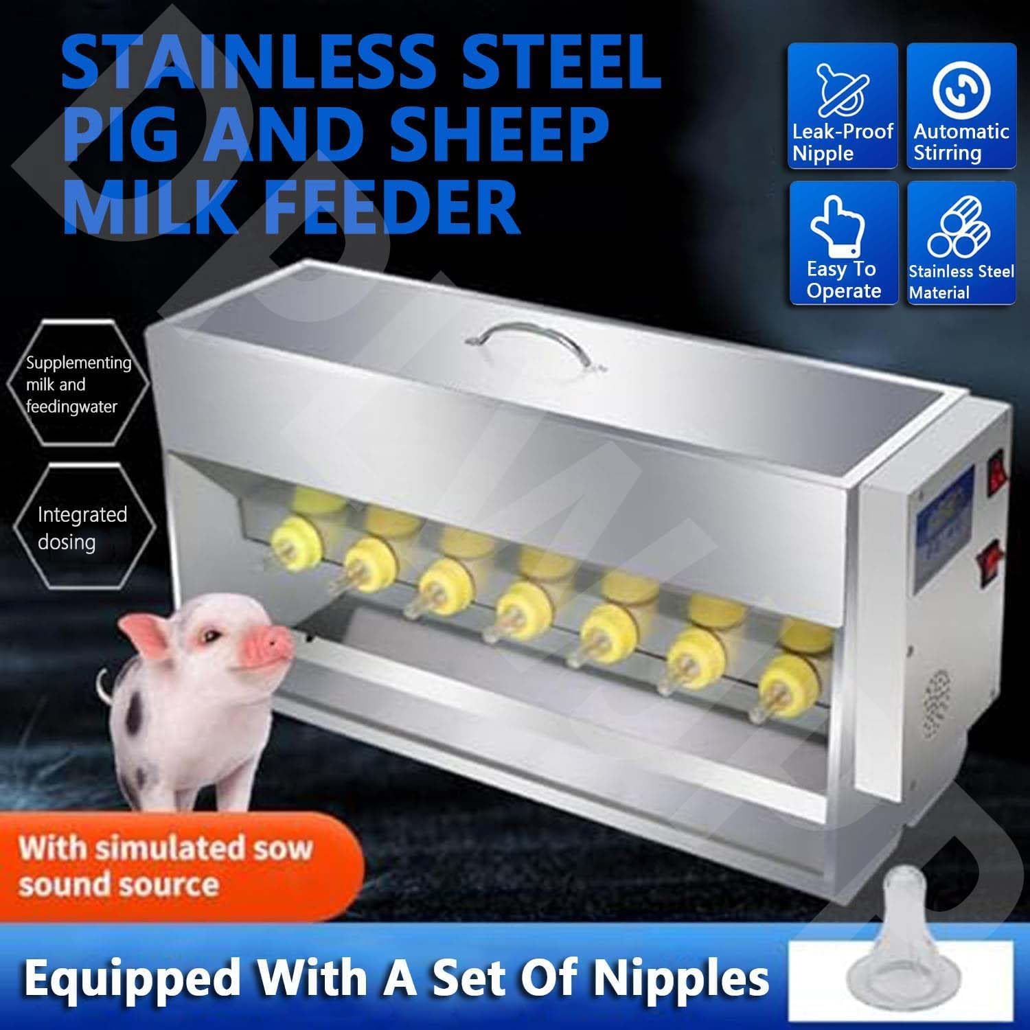 Automatic Double-Sided Fully Automatic Nipple Feeder Piglet Milk Feeders for Multiple Piglets Nipple Silica Gel Piglet Nursing Station 10/14 Teats Piglet Milk Feeder 10bit