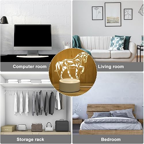 Miniatura 9 de Baluue Luz nocturna LED 3D, luz de ambiente de animales para niños, juguete de Navidad, regalos de cumpleaños, iluminación de ilusión visual USB