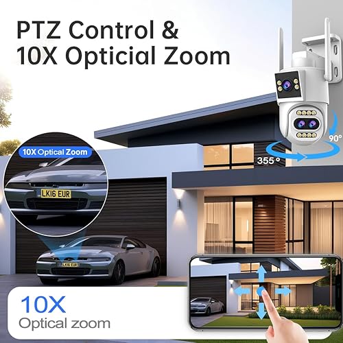 Miniatura 3 de JOOAN Cámara de seguridad para exteriores 2Kx3 3Lens 2 pantallasZoom óptico 10X y seguimiento automático Cámara IP de vigilancia del hogar 360  PTZ